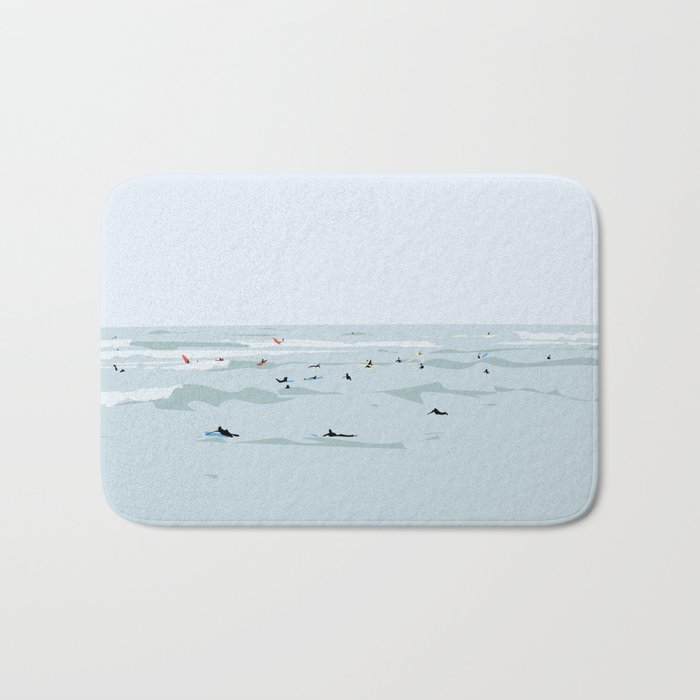 Tiny Surfers in Lima Bath Mat