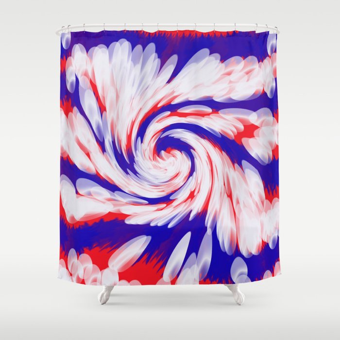 Usa Red White Blue Swirl Shower Curtain, Red White And Blue Shower Curtain