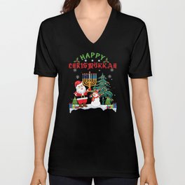 Menorah Christmukkah Christmas X-Mas Hanukkah 2021 V Neck T Shirt