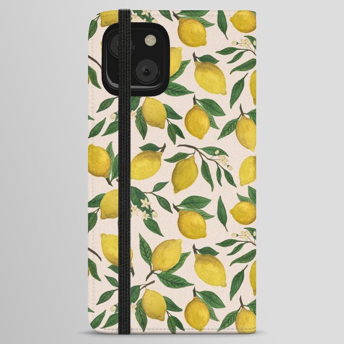 Lemon Blossom Pattern iPhone Wallet Case