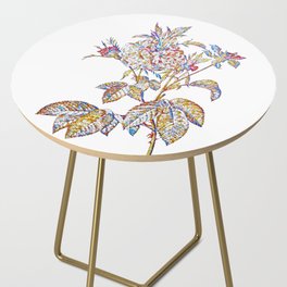 Floral Pink Agatha Rose Mosaic on White Side Table