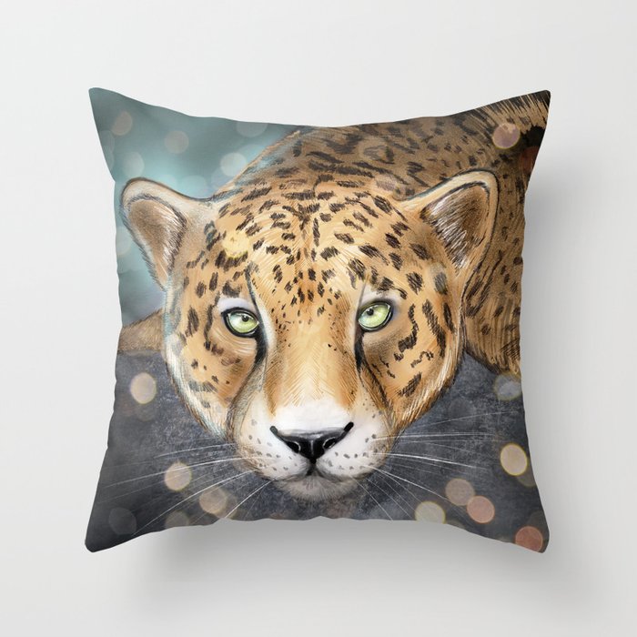 Snow, Leopard Throw Pillow