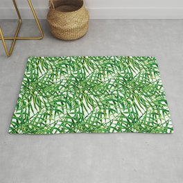 Watercolor tropical palm leaves Rug