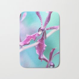 Orchid In Purple And Turquoise Blue  Bath Mat