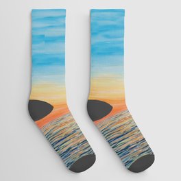 Acrylic Sunset on Ocean Socks