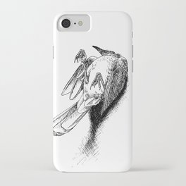 life is a series of lessons we learn the hard way iPhone Case | Staedtler, Fineliner, Mementomori, Death, Hatching, Sparrow, Illustration, Bird, Crosshatching, Black and White 