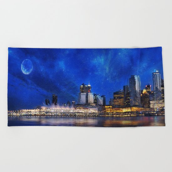 Canada At Night Beach Towel