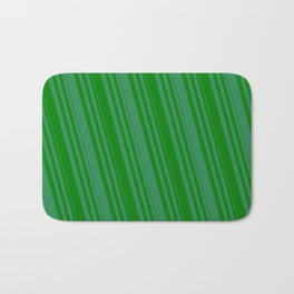 [ Thumbnail: Sea Green & Green Colored Striped Pattern Bath Mat ]