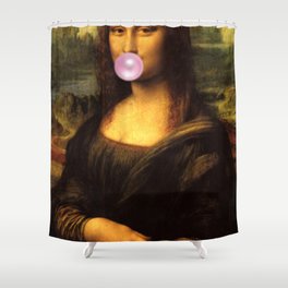 Mona Lisa Bubble Gum Shower Curtain