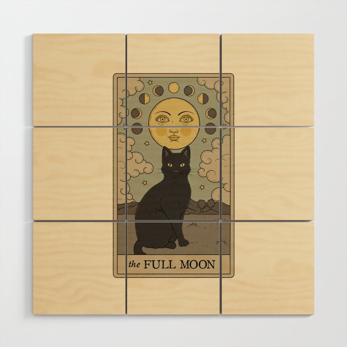 The Full Moon Cat Wood Wall Art