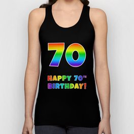 [ Thumbnail: HAPPY 70TH BIRTHDAY - Multicolored Rainbow Spectrum Gradient Tank Top ]