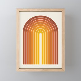 Gradient Arch IX Retro Orange Mid Century Modern Rainbow Framed Mini Art Print