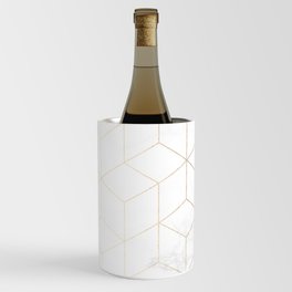 Gold Geometric White Mable Cubes Wine Chiller