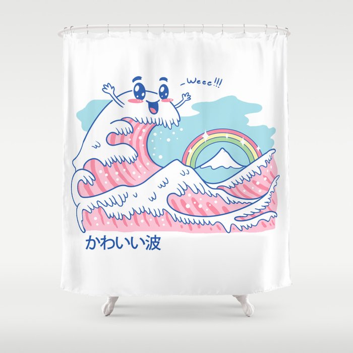 The Great Kawaii Wave Shower Curtain