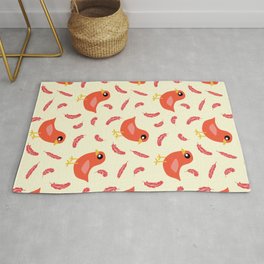 Little Red Birdy and Red Feathers Rug