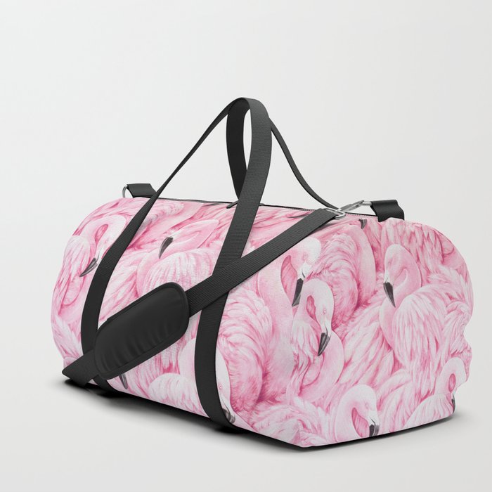 Elegant blush pink flamingo tropical bird pattern Duffle Bag