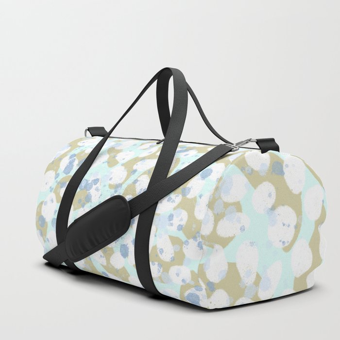 Abstract Leopard - Light Blue Tan White Duffle Bag