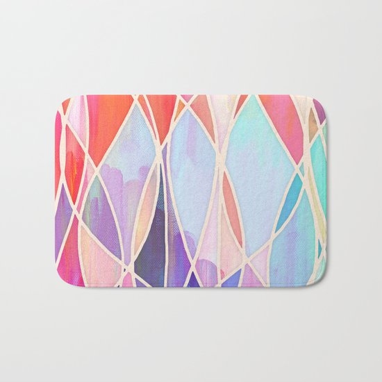 Purple & Peach Love - abstract painting in rainbow pastels Bath Mat