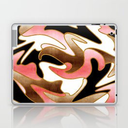 MCM Abstract Watercolor Waves // Gold, Blush Pink, Brown, Black, White Laptop Skin