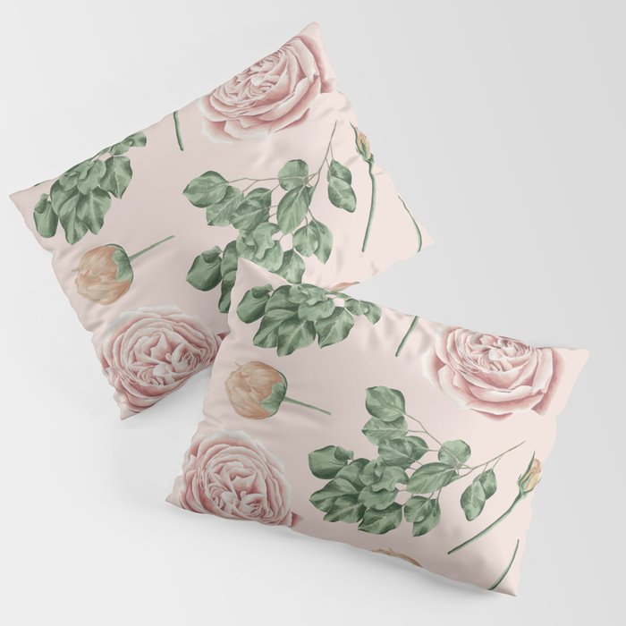 Flower Shop Roses on Blush Pink Pillow Sham