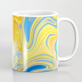 Blue and Gold Marble Swirling Sky Abstract Coffee Mug | Bluesky, Goldblueabstract, Marbling, Swirl, Abstractpattern, Abstractart, Graphicdesign, Blueyellow, Heaven, Yellowblueabstract 