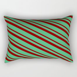 [ Thumbnail: Maroon & Sea Green Colored Striped Pattern Rectangular Pillow ]