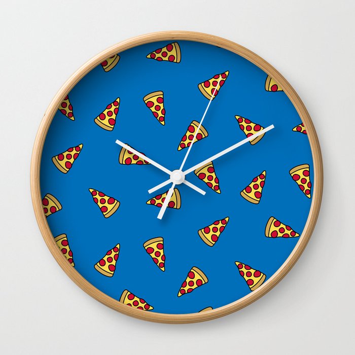Pizza Slice Pattern (royal blue) Wall Clock