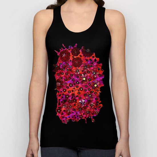 Red Small Flowers Unisex Tank Top