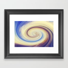 Blue, Yellow, Brown Abstract Hurricane Shape Design Framed Art Print