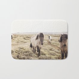 Horse Photograph in Color Bath Mat | Photo, Rusticprint, Animalprint, Iceland, Animalinlandscape, Horseart, Icelandichorses, Landscape, Horses, Travelphotography 