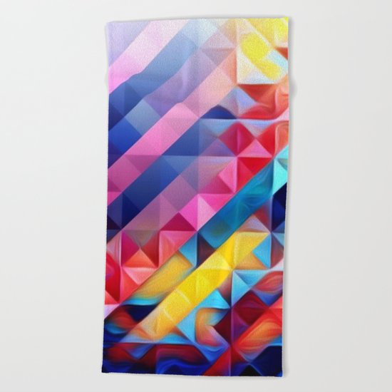 Geometric Abstract Rainbow Beach Towel