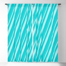 [ Thumbnail: Turquoise & Dark Turquoise Colored Stripes Pattern Blackout Curtain ]