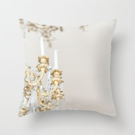 Gold Chandelier at a Historic Castle in France | French chateau lifestyle | Travel wall art print photography Throw Pillow