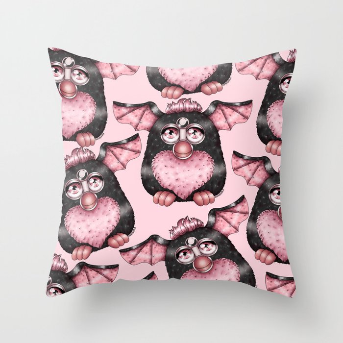 Goth Furby Throw Pillow by chiara LB art
