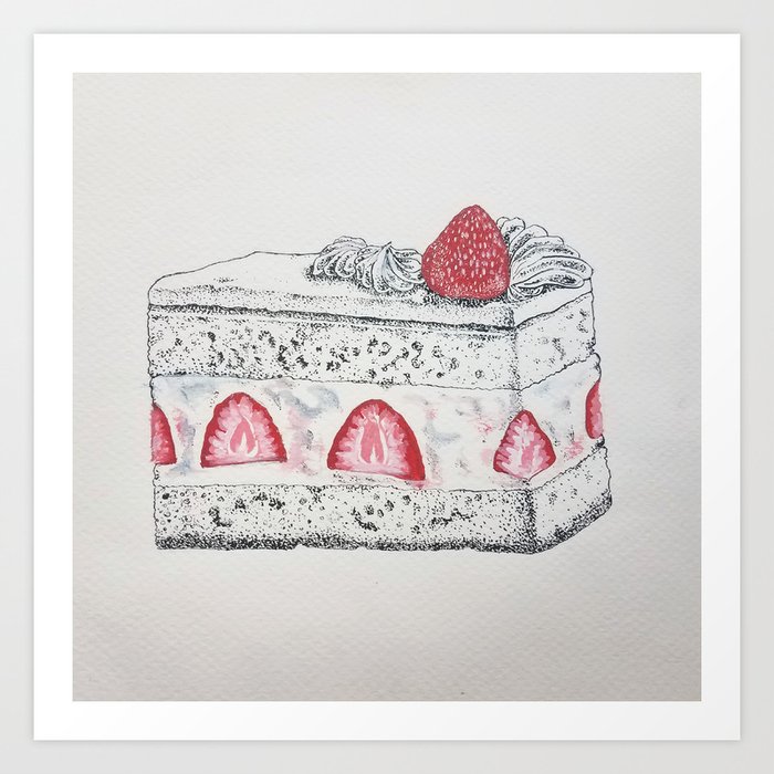 Strawberry Cake -- Painstaking Pastry Art Print