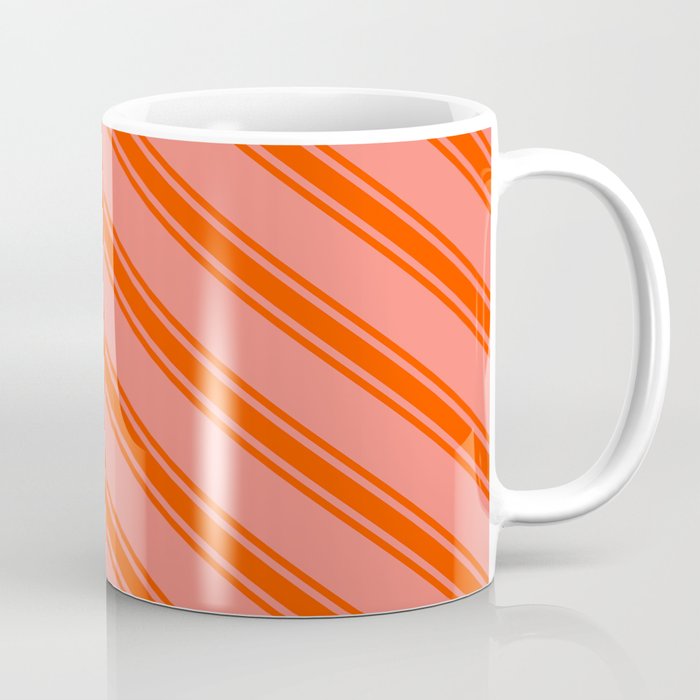 Salmon & Red Colored Pattern of Stripes Coffee Mug