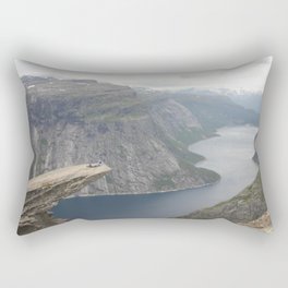 Laying on the edge of the world Rectangular Pillow