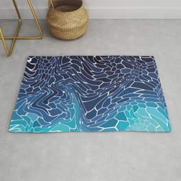 blue water wave mosaic colorgrade Rug