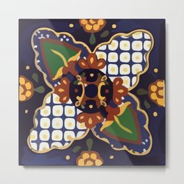 Ornamental floral classic mexican talavera tile Metal Print | Majolica, Authentic, Graphicdesign, Mexicanfolklore, Classicceramic, Folkart, Mexicanheritage, Tile, Vintagehandmade, Mexicankitchen 