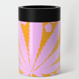 Modern Cannabis And Flowers Pink And Orange Can Cooler