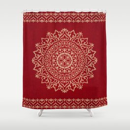 Scarlet Harmony: Oriental Boho Moroccan Mandala Magic Shower Curtain