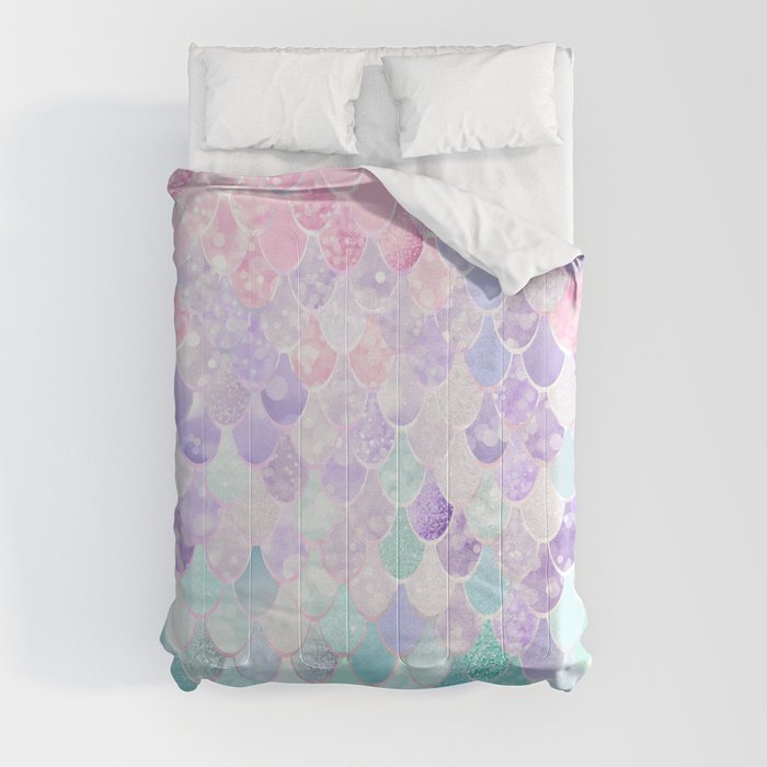 Cute Mermaid Pattern, Light Pink, Purple, Teal Comforter