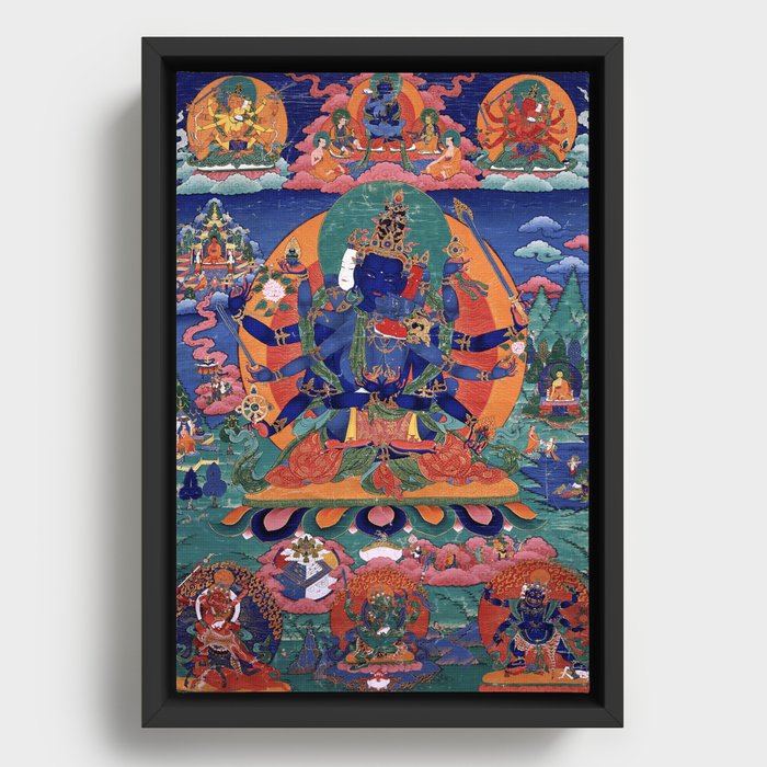 Guhyasamaja Buddhist Deity Akshobhyavajra 1600s Framed Canvas