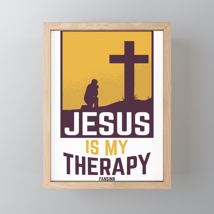 Jesus Is My Therapy Framed Mini Art Print
