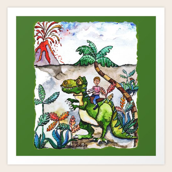 Dinosaur Rider Art Print