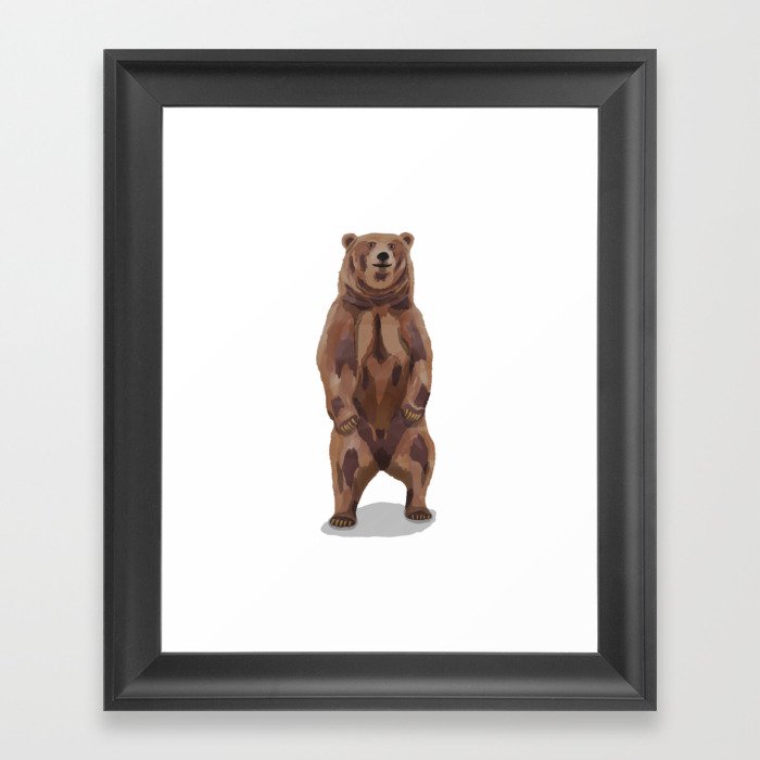 standing brown bear, digital painting Framed Art Print