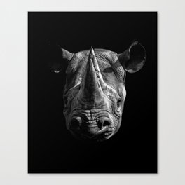 Black Rhino Head Canvas Print