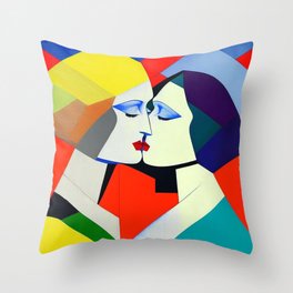 A sweet kiss in the style of Malevich Throw Pillow