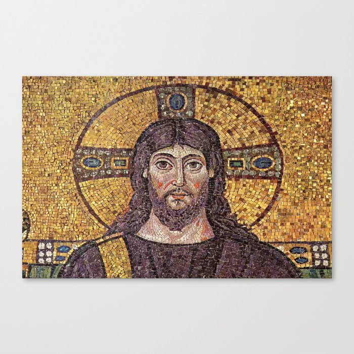 Picture of Jesus II– Anonym mosaic from a church in Ravenne. Canvas Print