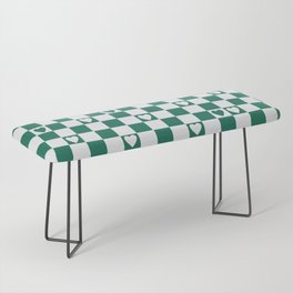 Checkered hearts teal and white Bench